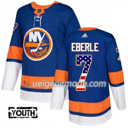 Kinder Eishockey New York Islanders Trikot Jordan Eberle 7 Adidas 2017-2018 Blue USA Flag Fashion Authentic